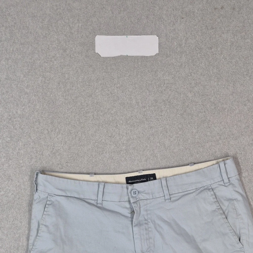 Abercrombie & Fitch Men Shorts 36 Light Gray Casual Shorts Chino Logo Stretch
